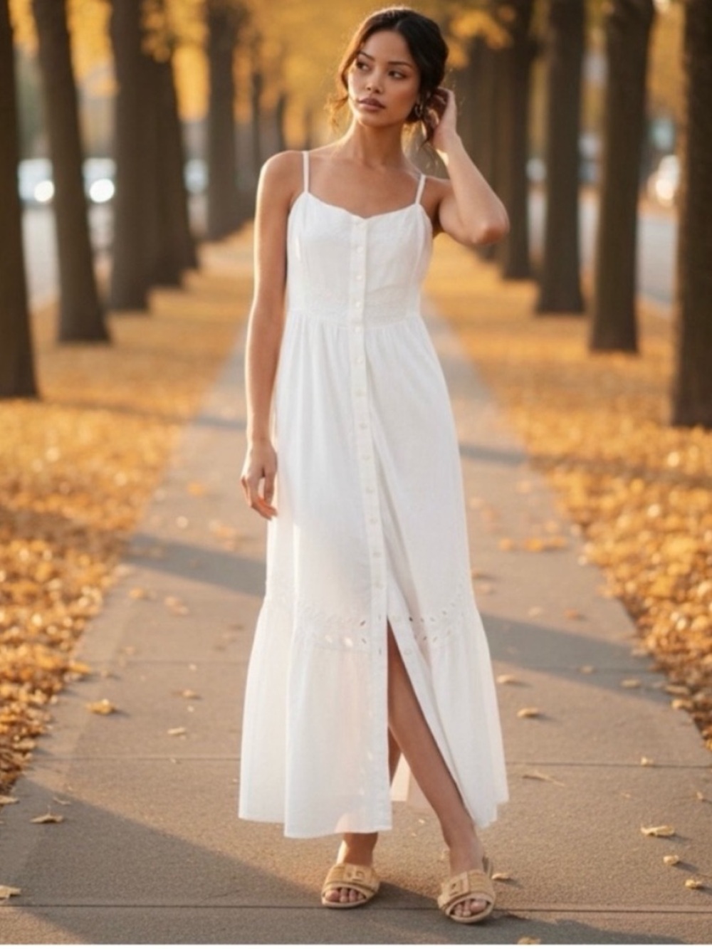 The Z Supply White Citadelle Embroidered Linen Maxi Dress - Picture 7 of 11